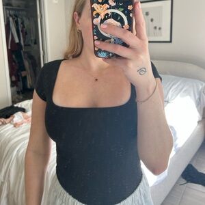 Forever 21 Black Square Neck Bodysuit